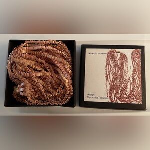 NIB! ALEXANDRA TSOUKALA ESSILP PEACH PLEATED RIBBON NECKLACE - AKROPOLIS MUSEUM